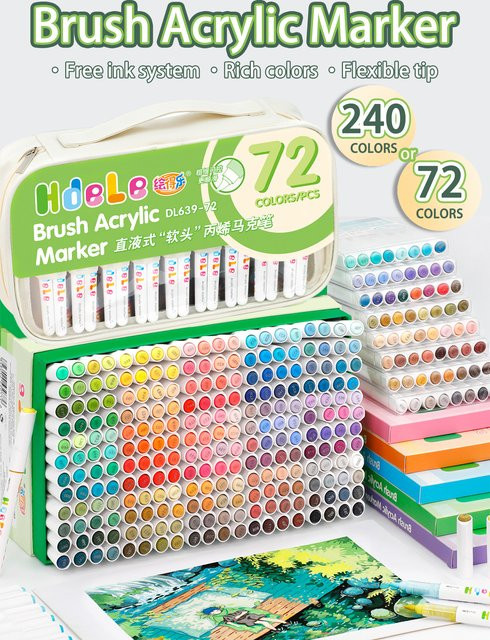 Hdele Acrylmarker-Set mit Pinselspitze in Mehrfarben für DIY-Graffiti und Zeichnungen - Bild 1