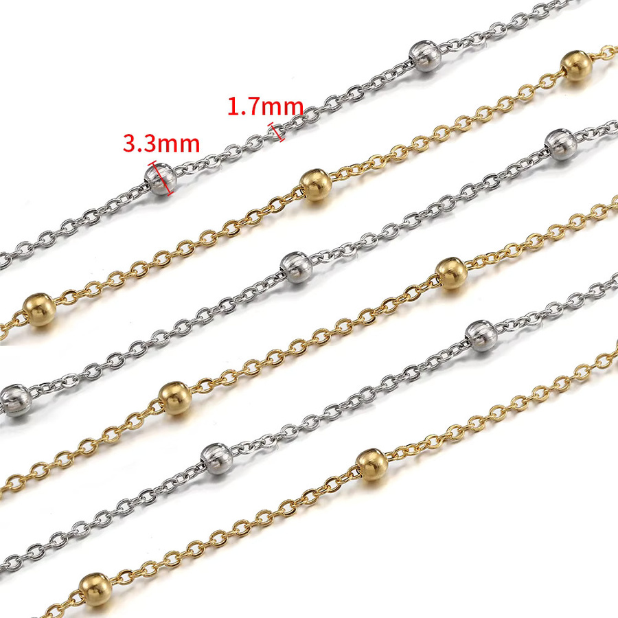 MOONMADE Halskette Edelstahl, goldene Perlen, Unisex - Bild 2