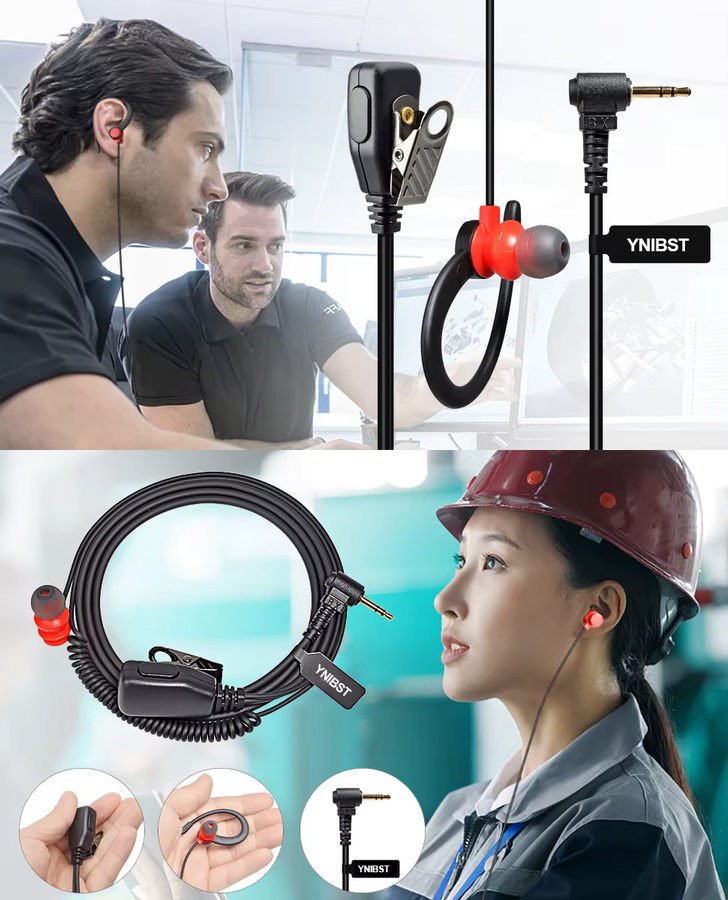 Motorola G-förmiges In-Ear-Ohrhörer mit Mikrofon für Walkie-Talkies, 3,5 mm Klinke, Schwarz/Rot - Bild 4