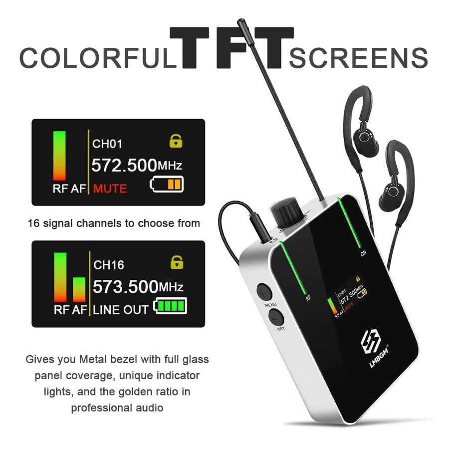 LMBGM AR9 In-Ear-Mono-Monitor mit 16 Signalkanälen und hochauflösendem TFT-Bildschirm - Bild 2