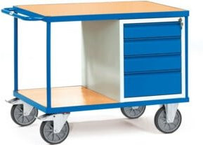 Fetra Tischwagen 2474 aus Stahl mit TPE-Reifen in Grau und Blau, Tragkraft 600 kg, B/T/H: 70 x 60 x 50 cm - Bild 1