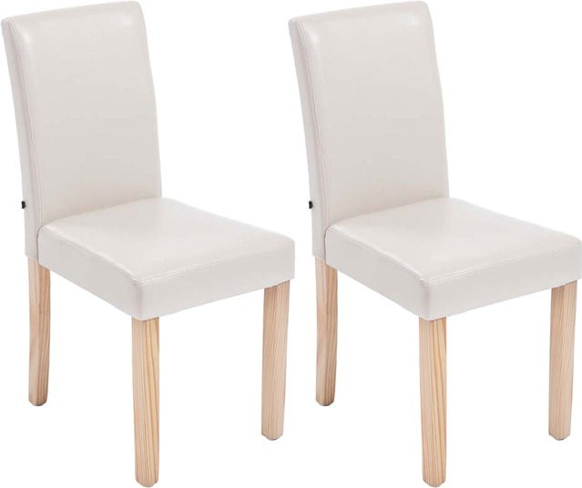 TPFLiving 2er Set Esszimmerstuhl Ines in Creme mit Kunstleder und Holzgestell in Natur - Bild 1