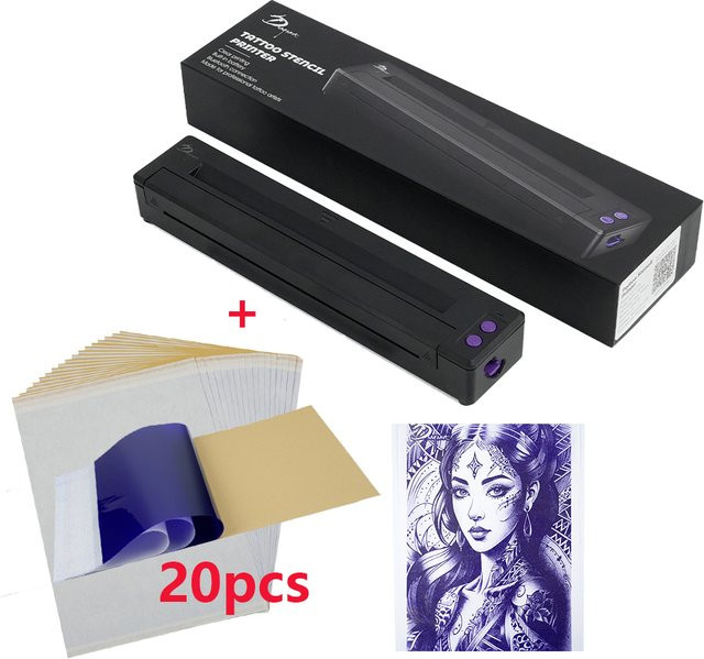 JSCOLOUR Kabelloser Tattoo-Transfer-Schablonendrucker, Kompatibel mit Smartphone & PC - Bild 1