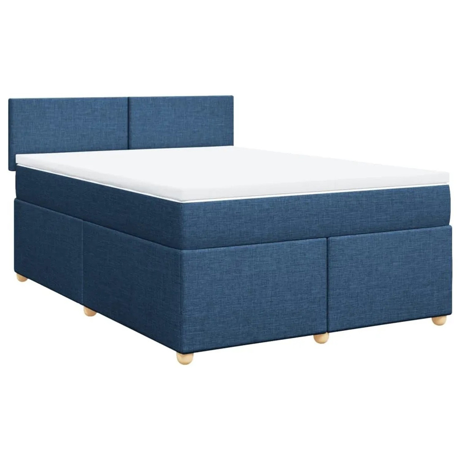 vidaXL Boxspringbett mit Matratze in Blau, Hybrid-Konstruktion mit Taschenfederkern, B/T: 160 x 200 cm - Bild 2