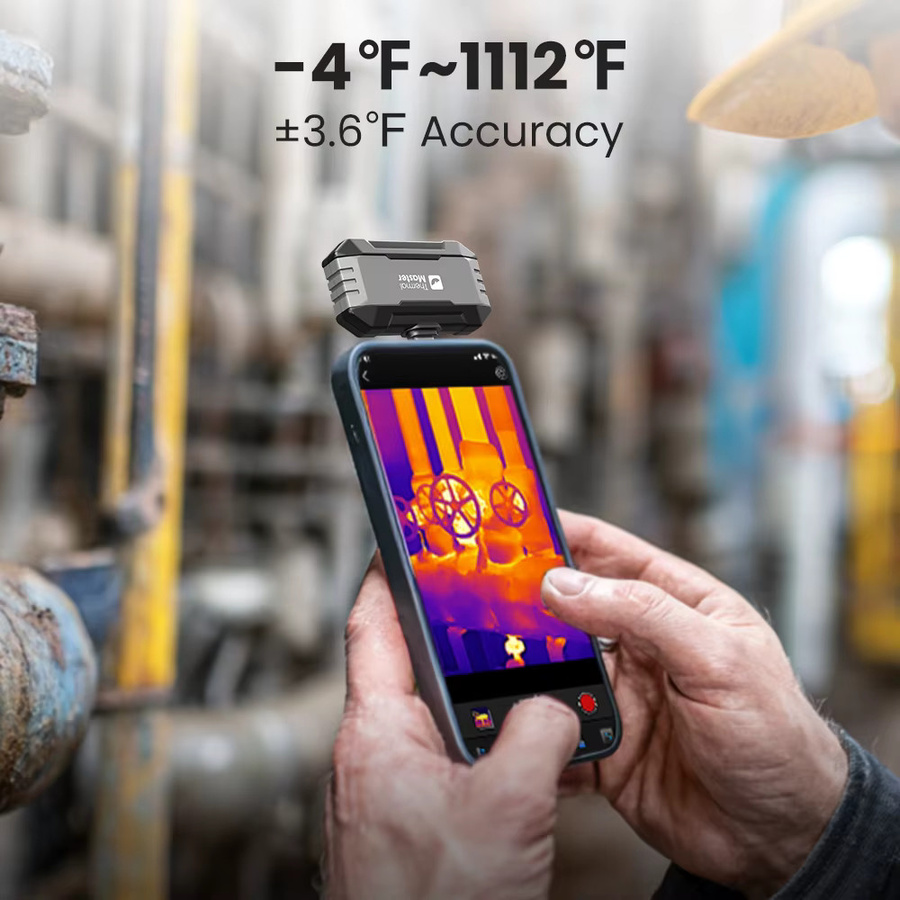Thermal Master P1 Wärmebildkamera für iPhone und Android-Smartphones mit 320x240 X³IR Auflösung, 600 °C Hochtemperaturbereich und 25Hz, Farbe: Schwarz - Bild 4