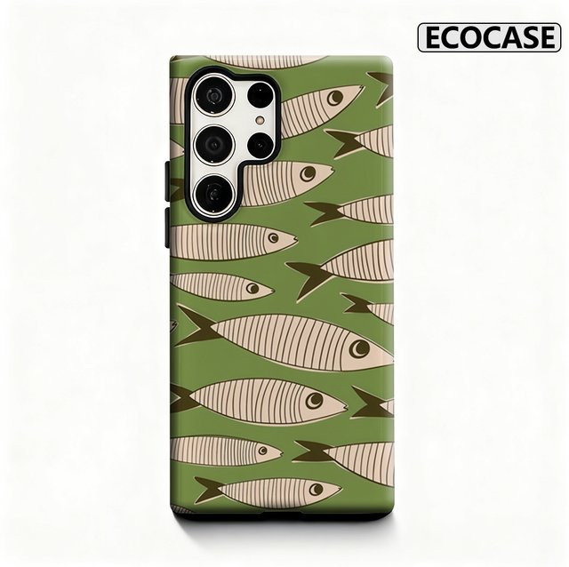 Green Fish Handyhülle für Samsung Galaxy S25 Ultra, S24 und S23 Ultra Plus in Grün mit glänzender doppellagiger Rückseite - Bild 1