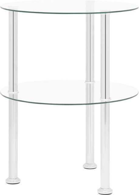 Beistelltisch VD Home Furnishing aus gehärtetem Glas in Transparent mit 2 Regalen und runder Form, B/T/H: 38 x 38 x 38 cm - Bild 1