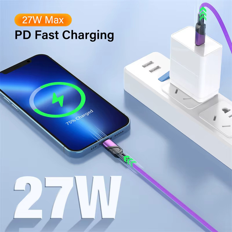 Nephy USB-C auf Lightning Schnellladekabel 27W Datenkabel für iPhone und iPad in Purple - Bild 3