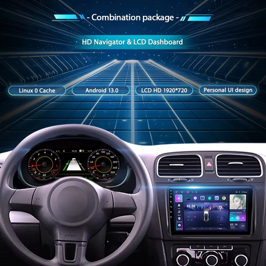 Wowuseful Digitales Armaturenbrett-Cluster für VW T6 16–22 Caravelle Multivan Transport mit Android Navigation Radio Player in Schwarz - Bild 2