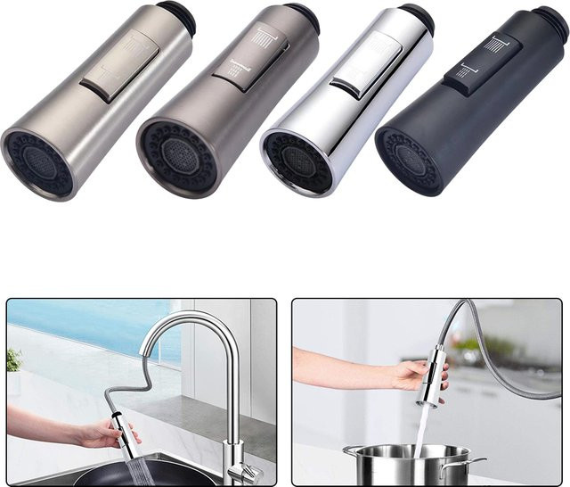 LEENKEA Küchen-Wasserhahn mit ausziehbarem Sprayer und Duschkopf in Silber - Bild 1