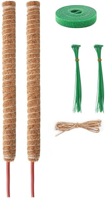 Xingben Four 2er Pack Monstera Moosstab für Zimmerpflanzen in Braun, Höhe: 70 cm, inklusive Holzpflanzenschildern, Kabelbindern, Juteschnur und Rolldraht - Bild 1