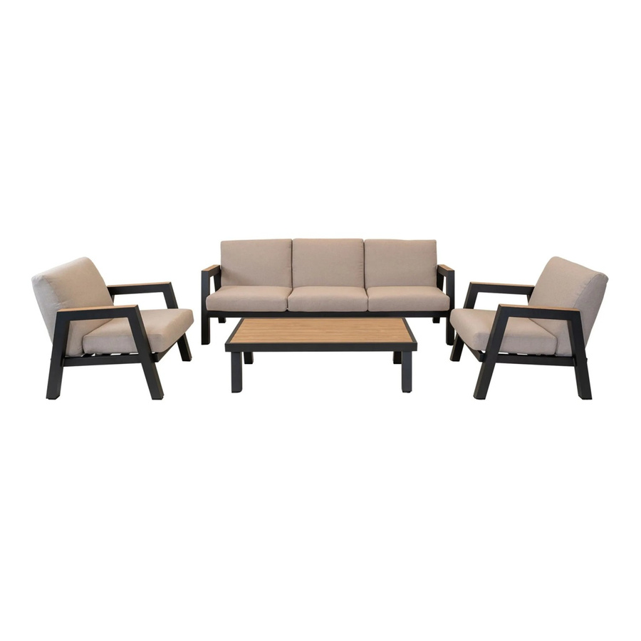 Lesli Lounge-Set Manu 4-teilig Beige mit Polstern und Aluminiumgestell für Garten und Terrasse - Bild 2