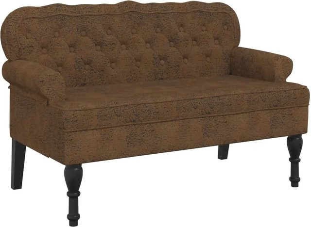 vidaXL Sitzbank mit Rückenlehne in Braun mit Wildleder-Optik aus Mikrofaserstoff, B/T/H: 119,5 x 64,5 x 75 cm - Bild 1