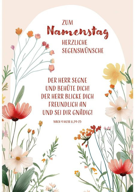 Glückwunschkarte zum Namenstag mit herzlichen Segenswünschen von Butzon und Bercker, 6 Stück, Mehrfarbig - Bild 1