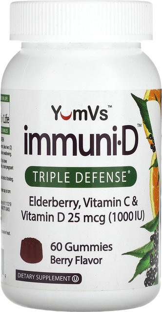 YumVs Holunderbeere Fruchtgummi Vitamin C und Vitamin D 60 Stück - Bild 1