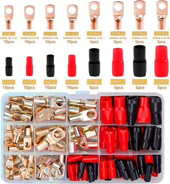 JORPETS Ringkabelschuhe Set aus verzinntem Kupfer für 35mm² Drahtanschlussklemmen, 120 Stück - Bild 1