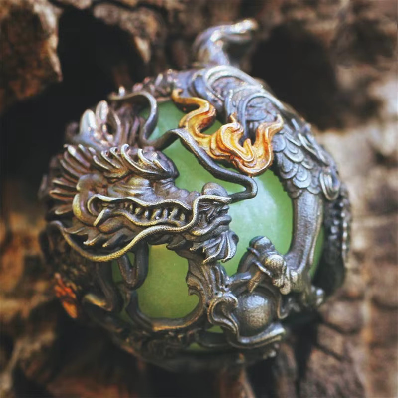 Everoyal Drachen Anhänger Halskette, Silber, Herren, Vintage - Bild 2