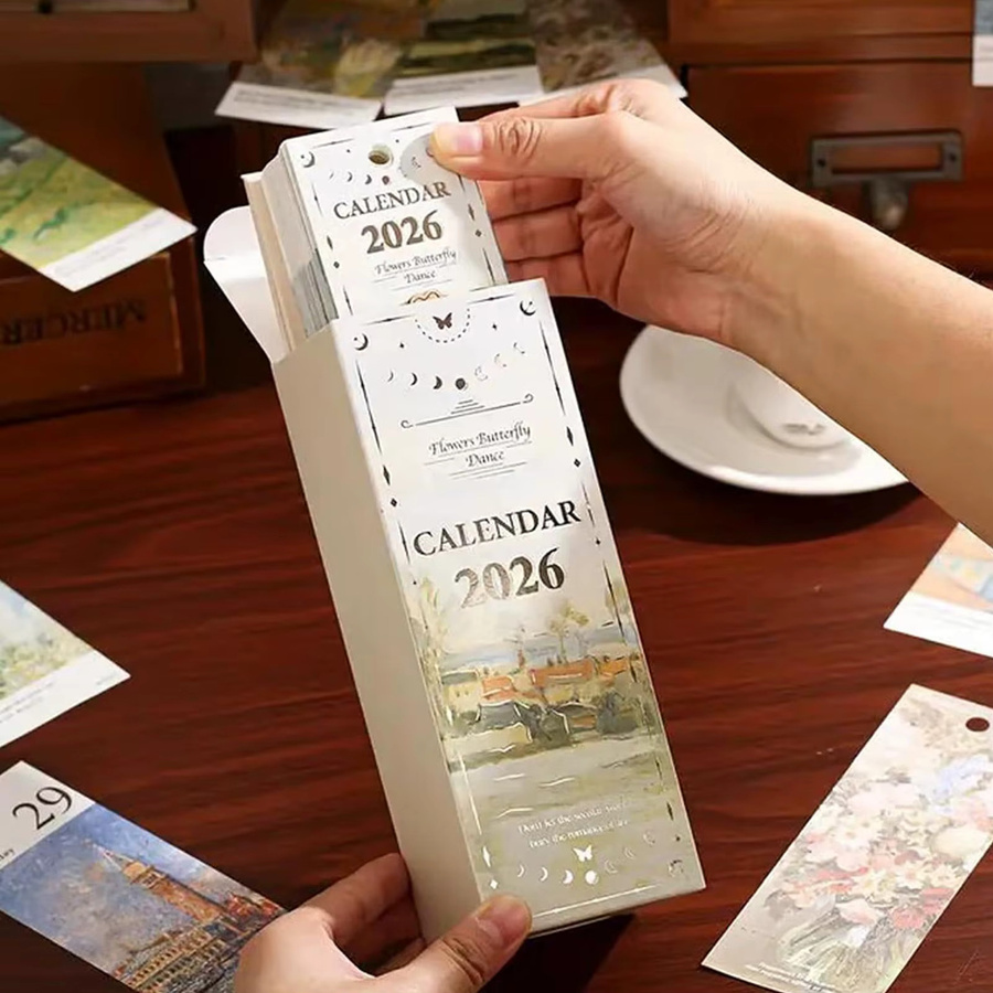 Tischkalender 2026 im europäischen Stil mit Retro-Ölgemälden, Multicolor - Bild 2