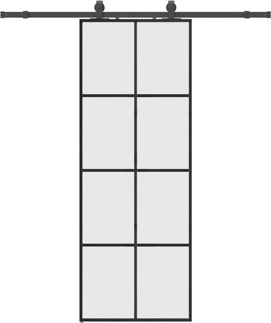 vidaXL Schiebetür aus ESG-Glas mit Beschlag in Schwarz, modern, Breite: 76 cm, Höhe: 205 cm - Bild 1