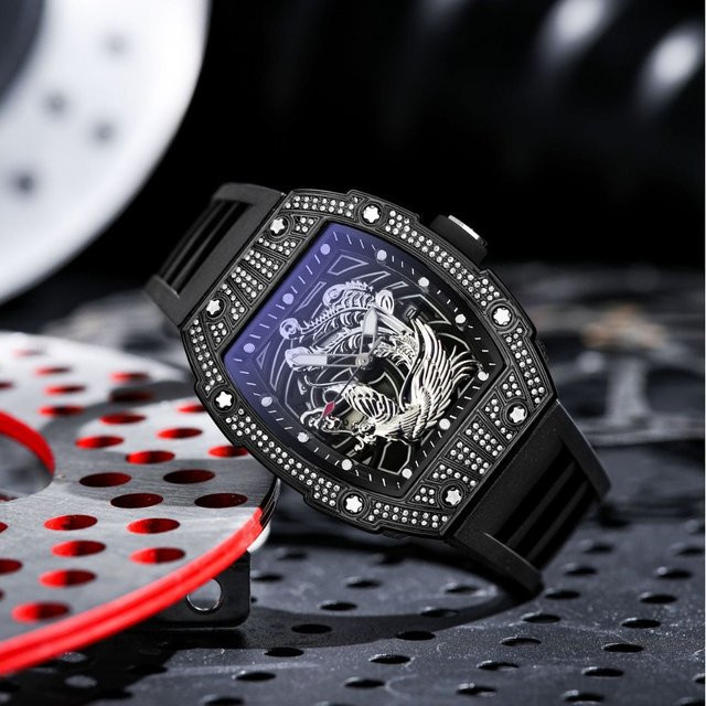 STARPERISH Armbanduhr Tonneau, Quarz, Kautschukarmband, Schwarz, Herren - Bild 1
