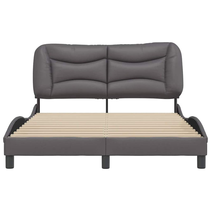 Vidaxl Polsterbett mit Kopfteil aus Kunstleder, Grau, B/T: 120 x 200 cm - Bild 2