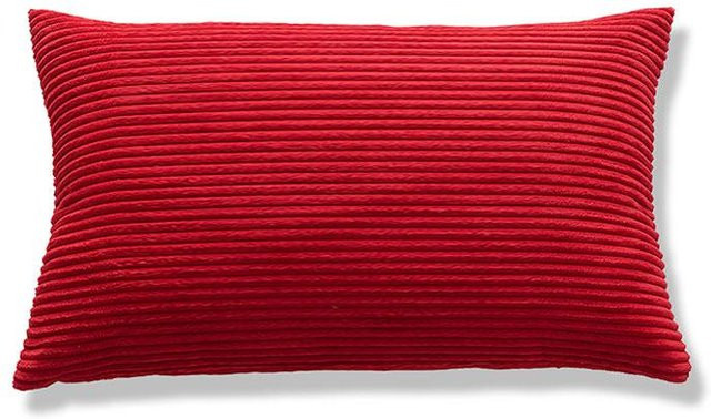 Dekorativer Kissenbezug aus Flanell und Cord in Rot mit Streifen, B/H: 50 x 30 cm - Bild 1