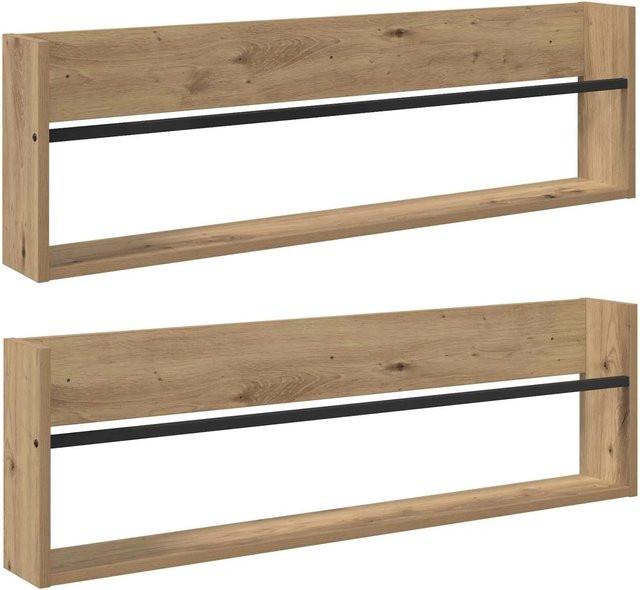 vidaXL Magazinregal 2er Set Artisan-Eiche, Wandmontage, Braun, B/H/T: 100 x 30 x 12 cm - Bild 1