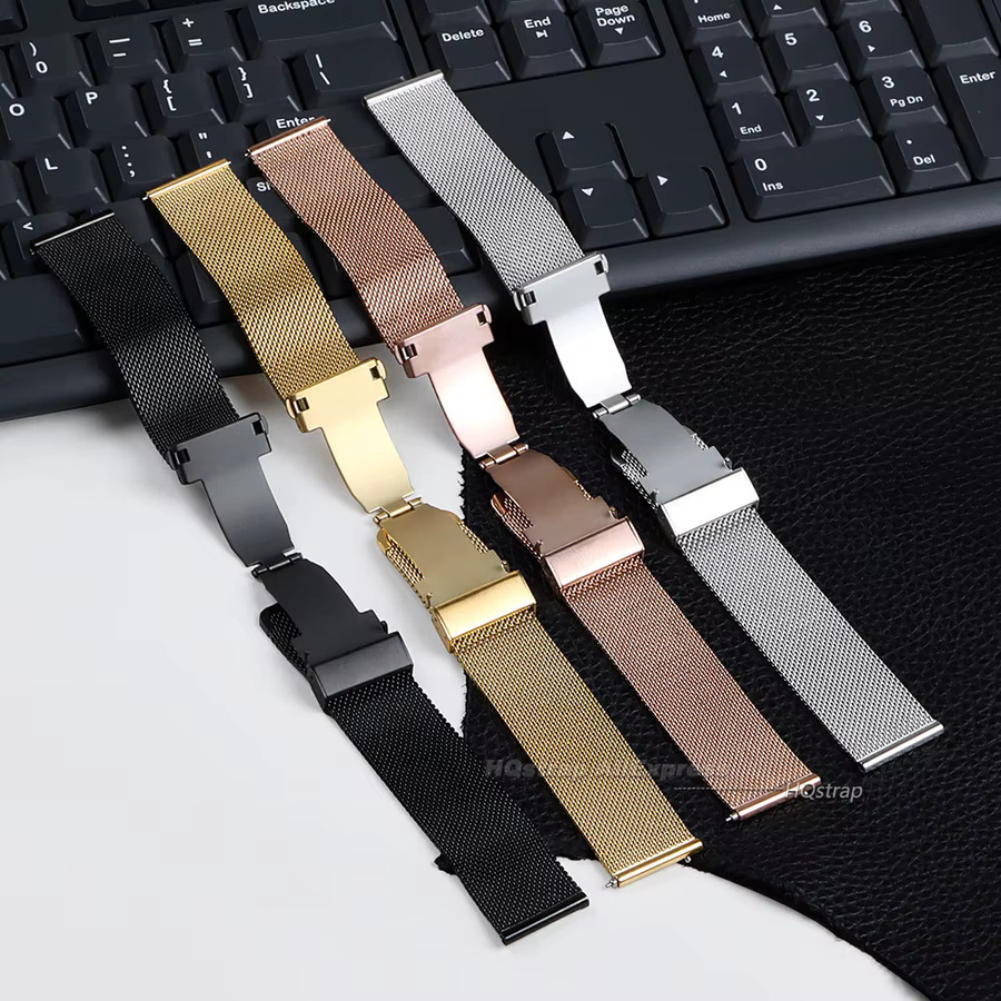 HQstrap Uhrenarmband Milanaise, Edelstahl, Silber, Unisex - Bild 3