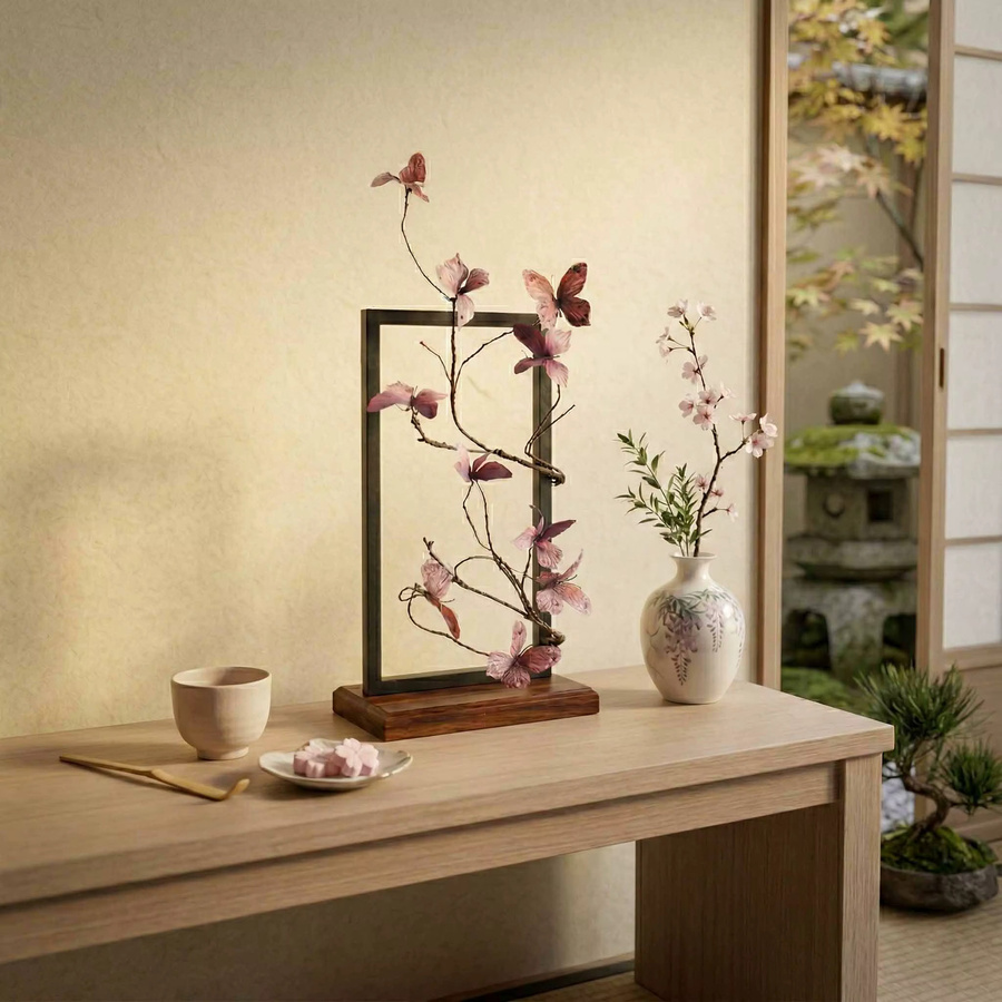 JEDN 3D Schmetterlinge Desktop-Dekoration in Lila als DIY Simulations-Ornamente für Hochzeiten und Fotografie-Requisiten - Bild 4