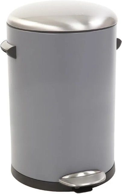 PROREGAL Retro Treteimer Grau mit markanten Griffen und Kugelkappe, Höhe: 41,2 cm, Durchmesser: 25 cm, 12 Liter Fassungsvermögen - Bild 1