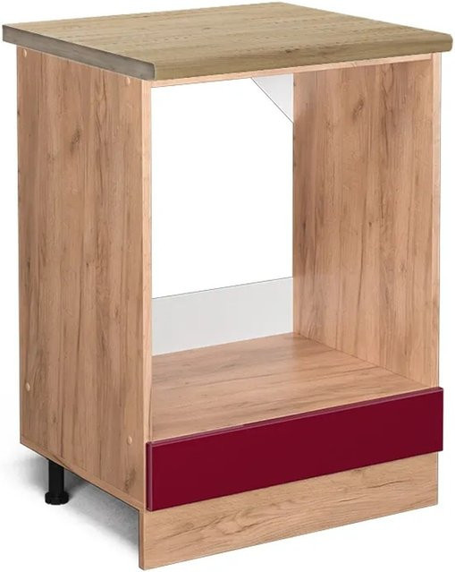 Vicco Herdumbauschrank R-Line Bordeaux Hochglanz in Goldkraft Eiche, Breite: 60 cm, Höhe: 81,6 cm, Tiefe: 60 cm - Bild 1