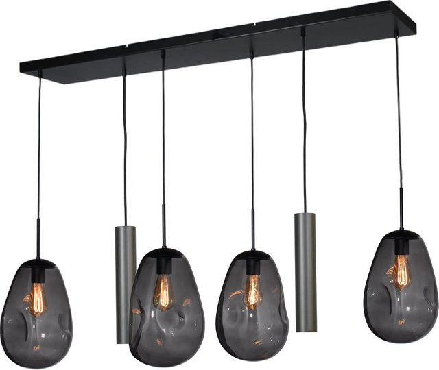 Masterlight Lava 4/2 Pendelleuchte 6-flammig in Schwarz Matt mit rauchgrauem Glas - Bild 1
