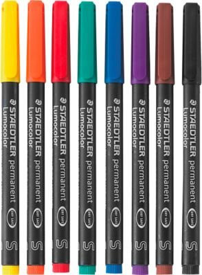STAEDTLER Lumocolor Universalstift Permanent-Marker, 8er Set farbsortiert, Spitze S, Bullet-Spitze - Bild 1