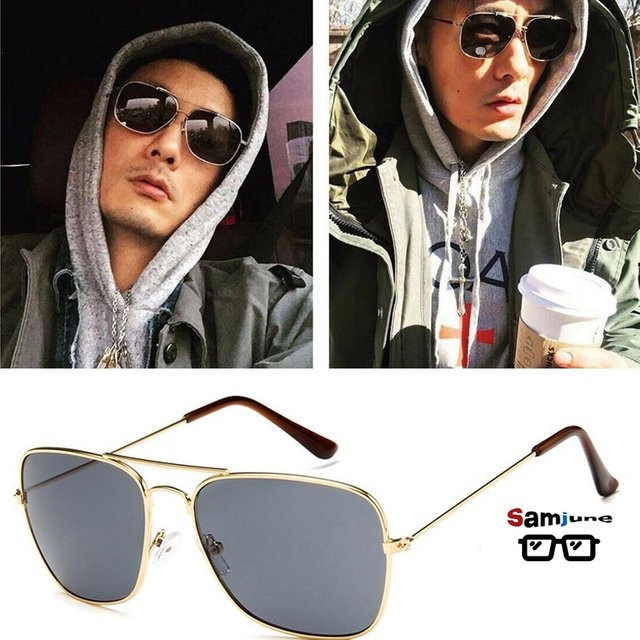 Samjune Sonnenbrille Aviator, Herren, Vollrand, Metall, Gold - Bild 1