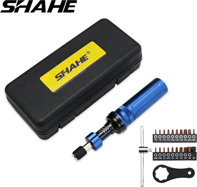 SHAHE Präzisions-Mechanischer Drehmomentschraubendreher-Satz mit 1/4-Zoll-Bithalter und 20 Bits in Blau - Bild 1