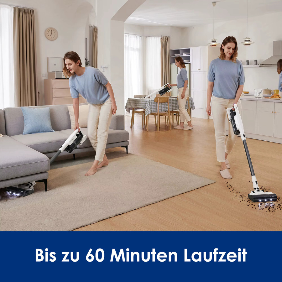 Tineco A30S Akku Staubsauger kabelloser Stabstaubsauger mit 160W und 20000pa, 60 Min. Laufzeit, Handstaubsauger mit 1L Staubbehälter und ZeroTangle Bürste für Tierhaare und Hartböden - Bild 3