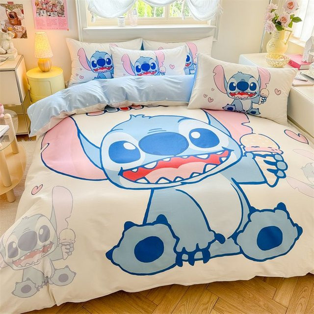 Potdemiel Cartoon Anime Bettwäsche-Set für Kinder mit Mickey Motiv in Blau, B/H: 135 x 200 cm - Bild 1