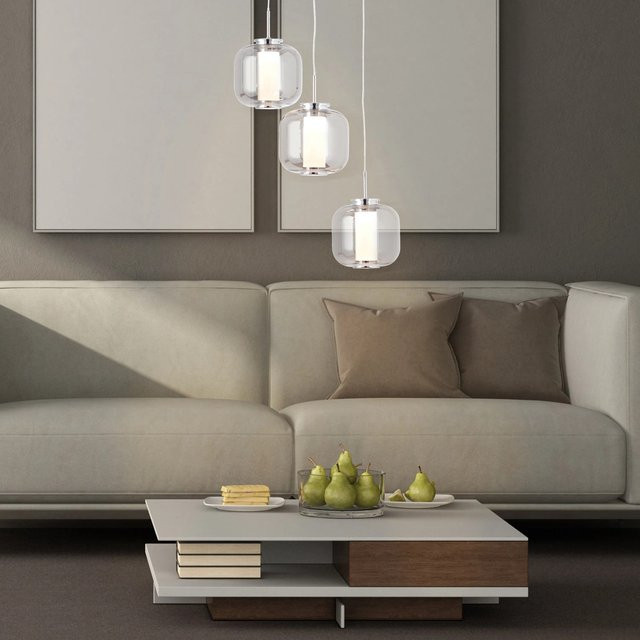 Brilliant LED-Pendelleuchte Rafa Rondell 3-flammig in Chrom und Rauchglas mit höhenverstellbarem Kabel - Bild 1
