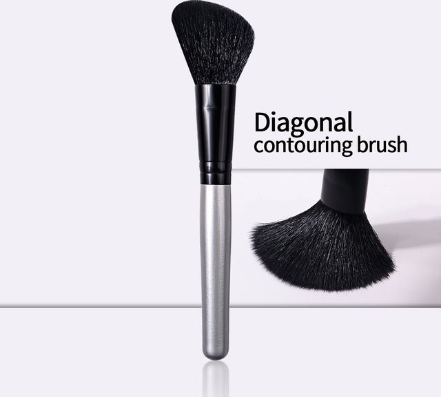 Multifunktionaler Make-up-Pinsel, abgeschrägter Kontur- und Puderpinsel aus Wolle - Bild 1