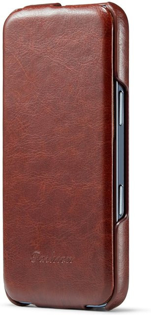 Retro Leder Handyhülle für Apple iPhone 17 Pro Max, 17 Air, 17 Pro und 17 in Braun mit vertikalem Flip und harter Rückseite - Bild 1