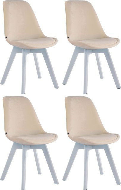 CLP 4er Set Retrostühle Borneo aus Samt in Beige mit robustem Holzgestell - Bild 1