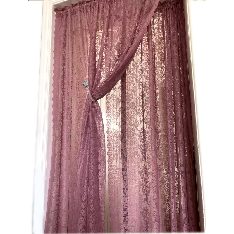 Elegante Vintage Spitze Vorhänge aus Tüll in Lila für Küche und Wohnzimmer von DZQ - Bild 3
