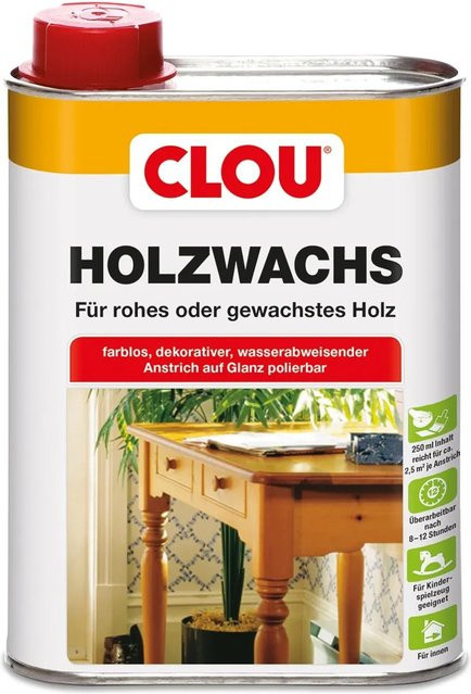 Clou Holzwachs Transparent 250 ml wasserabweisendes Wachs für Buche, Eiche, Fichte, Ahorn und Esche - Bild 1
