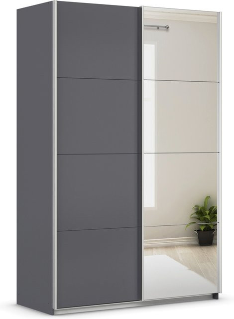 RAUCH ORANGE Quadra Schwebetürenschrank mit Spiegelelementen, Farbe: Grau, B/T/H: 136 x 62 x 210 cm - Bild 1