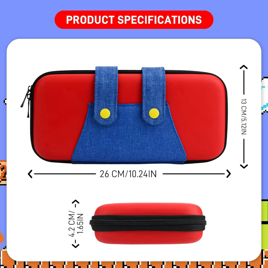 Tragbare Reisetasche für Nintendo Switch und OLED mit Mario Cover und 10 Spielhalterungen - Bild 3