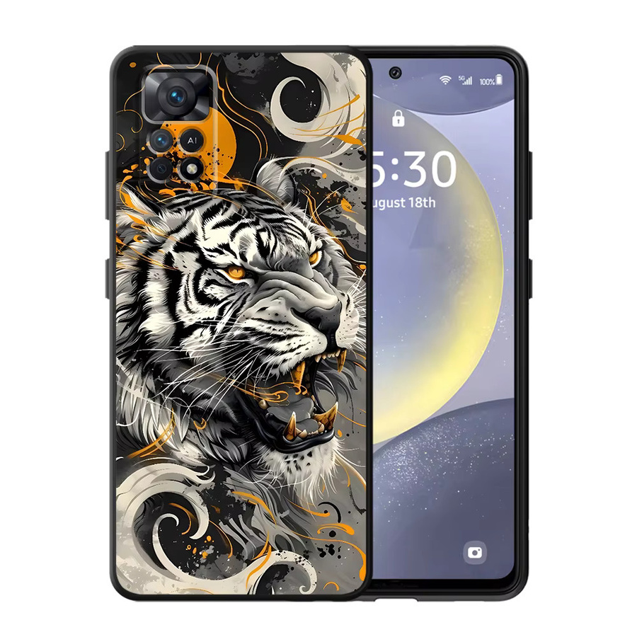 Schwarze weiche Handyhülle mit Cool Silver Tiger Design für Xiaomi Redmi Note Serie - Bild 6