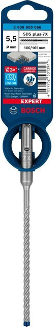 Bosch Expert Hammerbohrer SDS Plus-7X mit Carbide-Spitze, Farbe: Silber, Durchmesser: 5,5 mm, Gesamtlänge: 165 mm - Bild 1