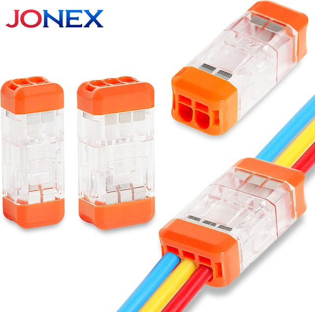 Jonock 10er Set Elektrische Drahtverbinder Klemmenblock für LED-Lichtleiterkabel in Transparent und Multicolour - Bild 1