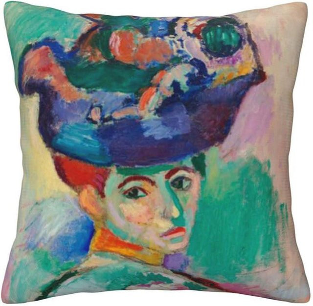 Künstlerischer Kissenbezug mit Figuren-Muster in Multicolor, Peach Skin Material, B/H: 18 x 18 cm - Bild 1