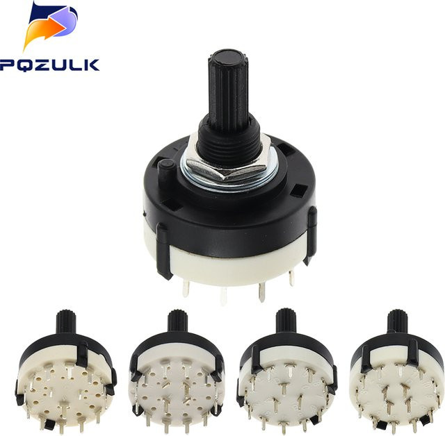 5er-Set PQZULK RS26 Drehschalter mit 12 Positionen und Knopf, Schwarz, Griff-Länge: 20 mm - Bild 1